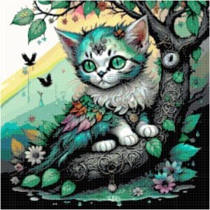 Bird Cat Cross Stitch Pattern