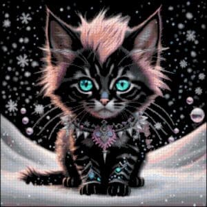 Black kitten cross stitch pattern