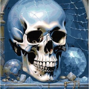 Blue skull cross stitch pattern