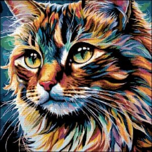 Colorful Cat 2 Cross Stitch Pattern