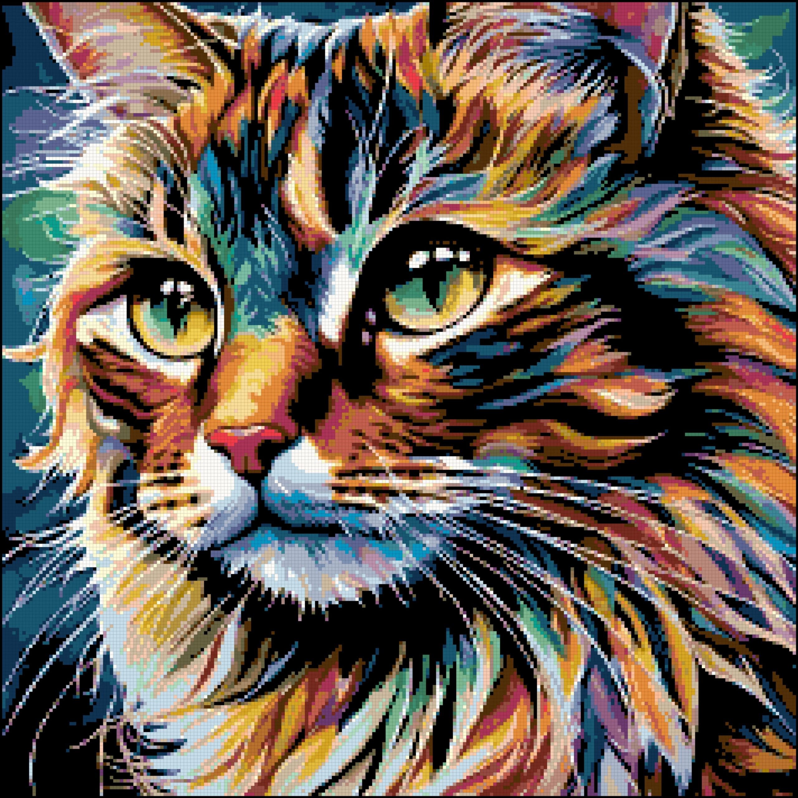Colorful cat 2 cross stitch pattern by a cross stitch pattern Colorful cat 2 cross stitch pattern