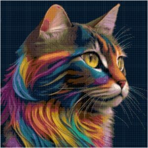 Colorful Cat Cross Stitch Pattern