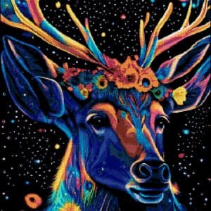 Colorful deer cross stitch pattern