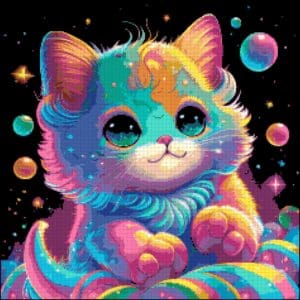 Colorful Kitten Cross Stitch Pattern
