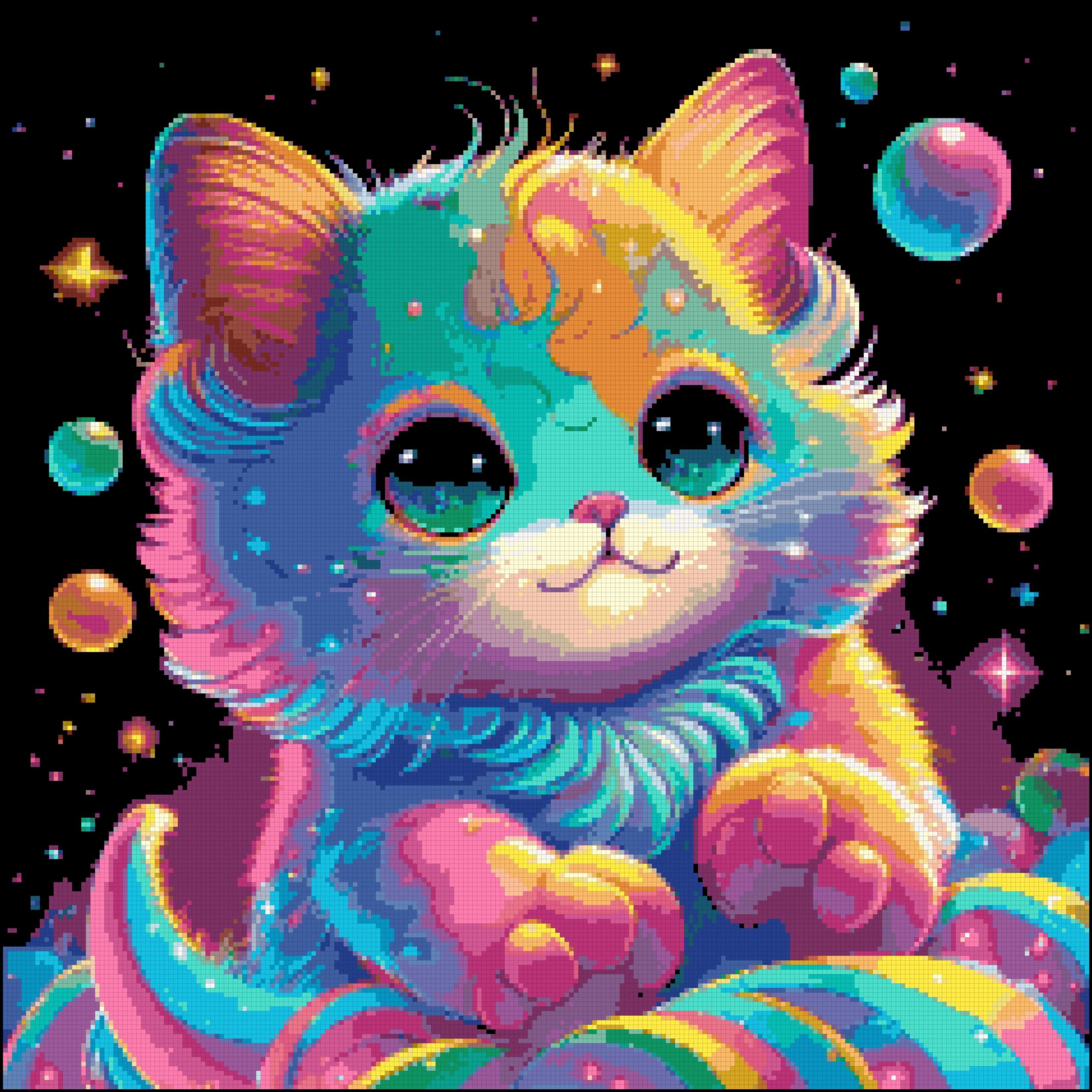 Colorful kitten cross stitch pattern by a cross stitch pattern Colorful kitten cross stitch pattern