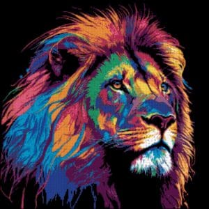 Colorful Lion Cross Stitch Pattern
