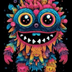 Colorful monster cross stitch pattern