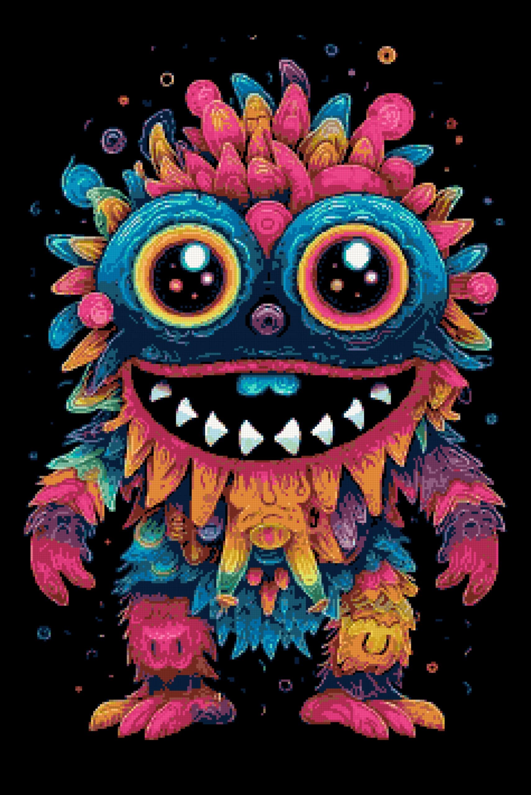 Colorful monster cross stitch pattern Colorful monster cross stitch pattern