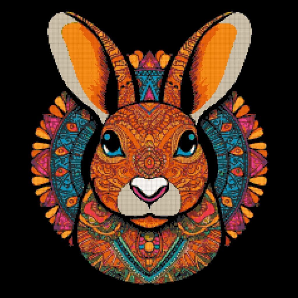 Colorful Rabbit Cross Stitch Pattern By A Cross Stitch Pattern - Maker-Mall