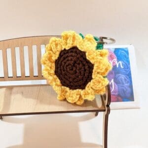 Mini Sunflower Keyring Crochet Clip-on