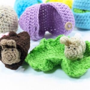 Crochet mini bunny egg play set