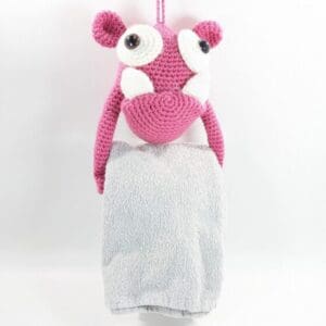 Monster towel holder crochet decor