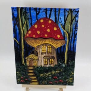 Magical Mushroom House Acrylic Canvas Painting