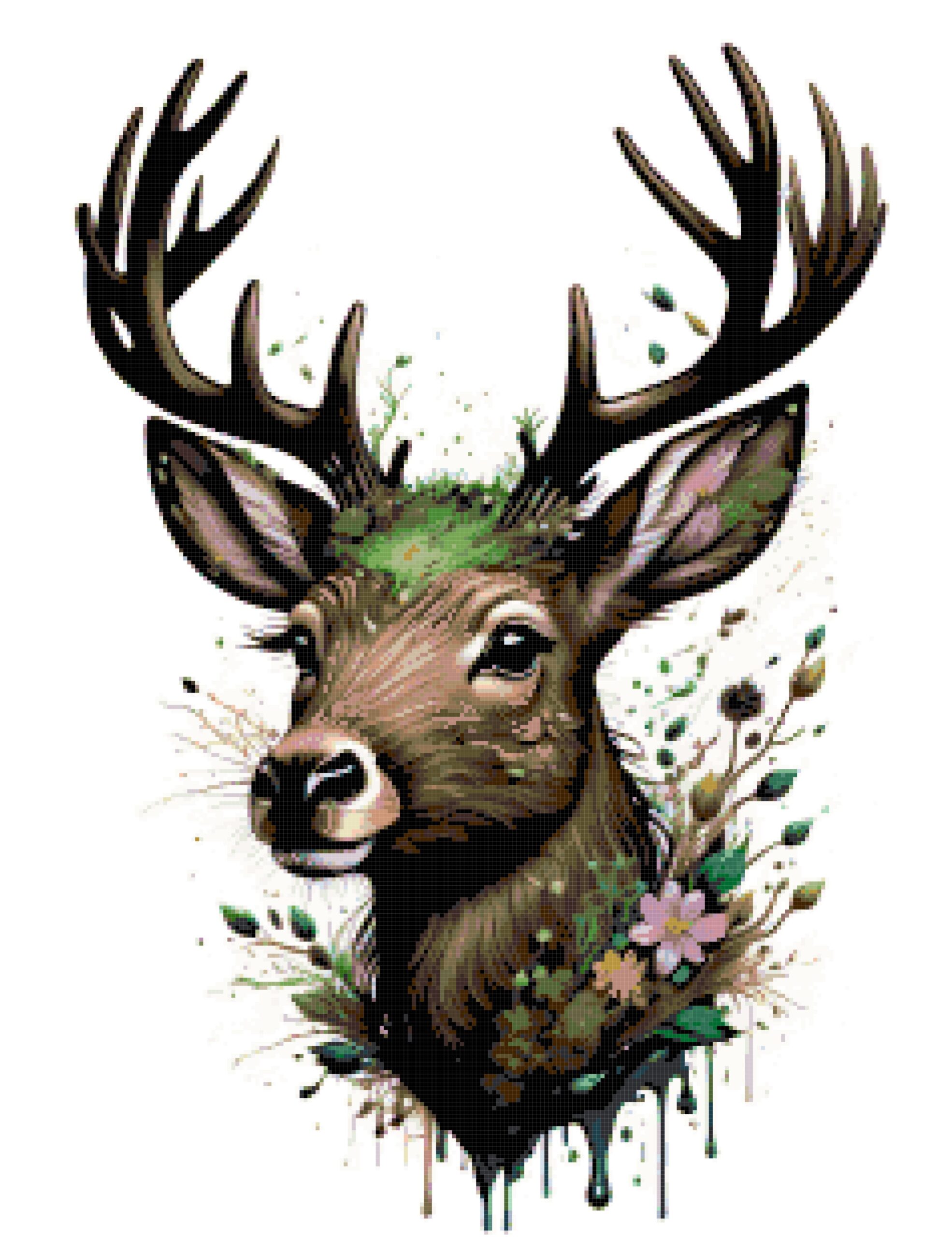 Dripping deer cross stitch pattern Dripping deer