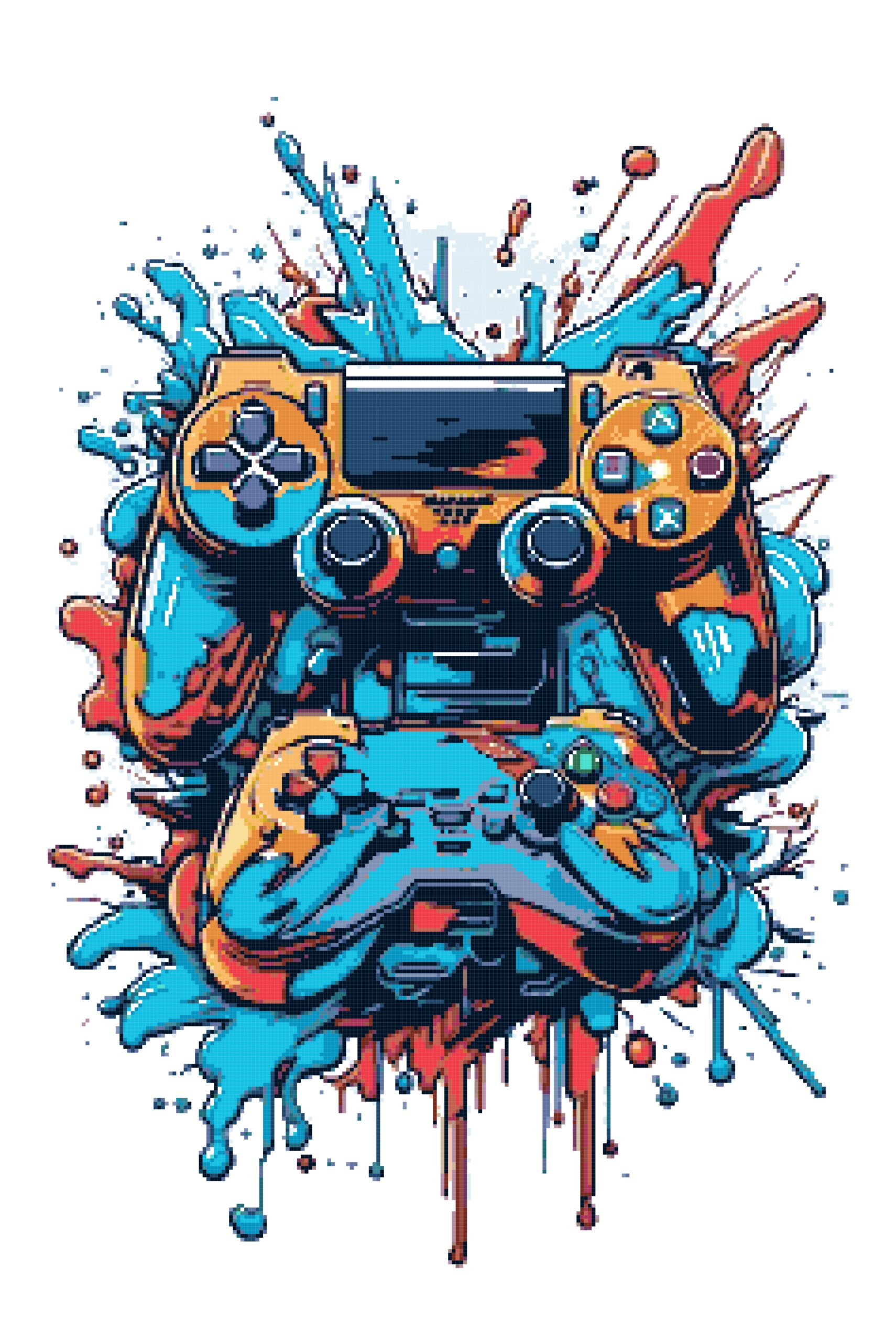 Dripping gamer cross stitch pattern Dripping gamer
