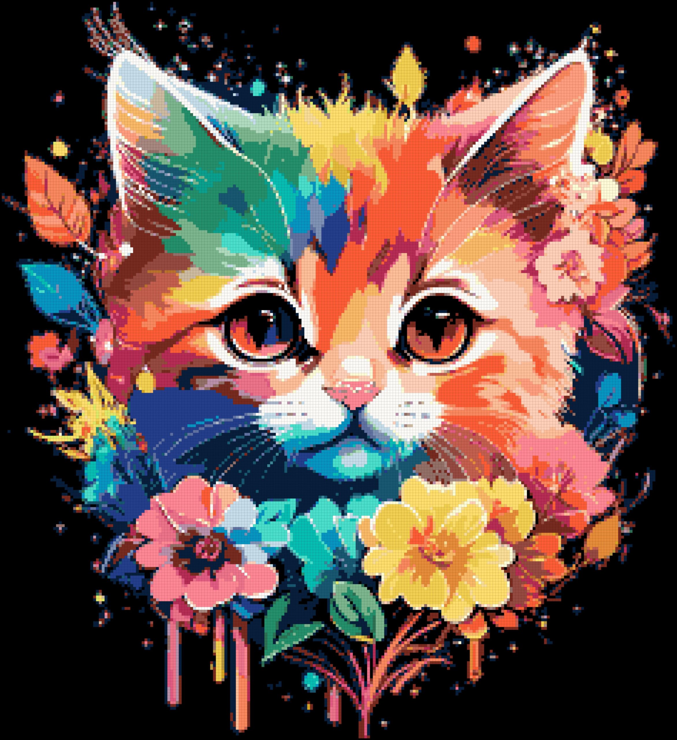 Dripping kitten cross stitch pattern Dripping kitten