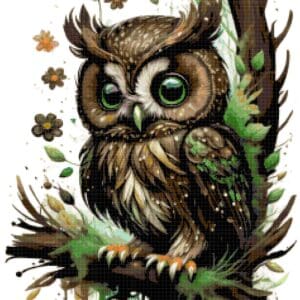 Dripping Owl Cross Stitch Pattern