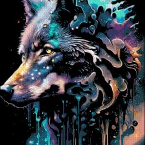 Dripping Wolf Cross Stitch Pattern