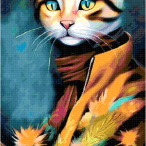 Fall cat cross stitch