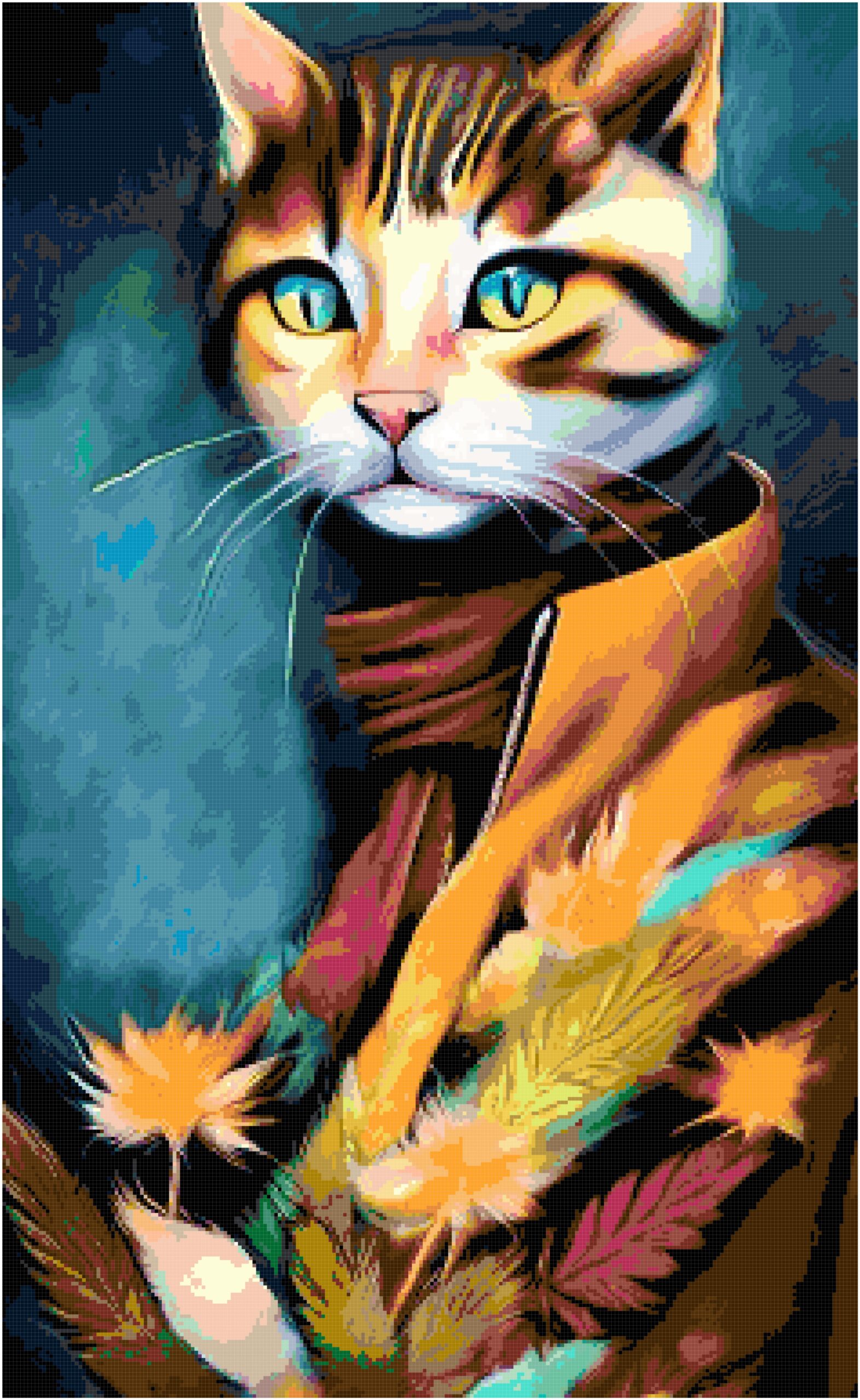 Fall cat cross stitch pattern Fall cat cross stitch