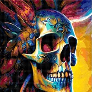 Flying Skull Cross Stitch Pattern