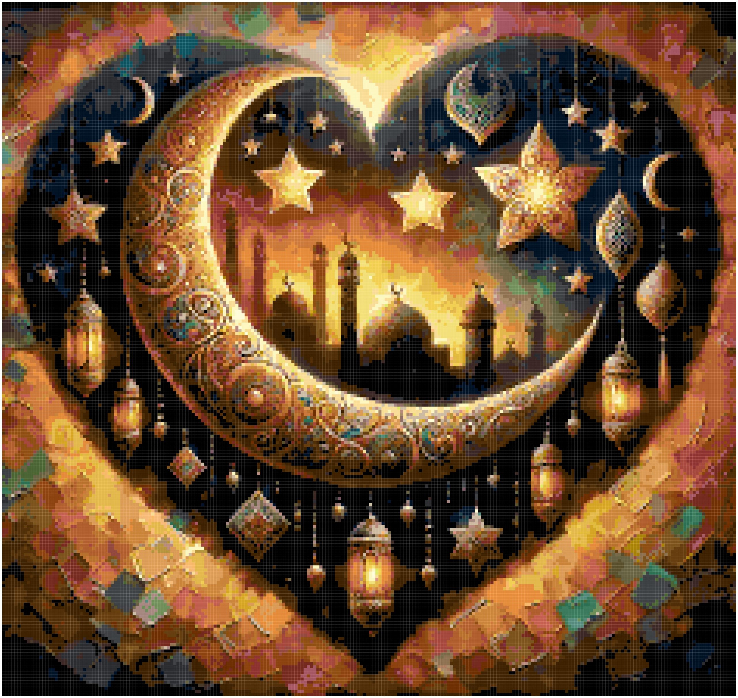 Gold moon cross stitch pattern Gold moon