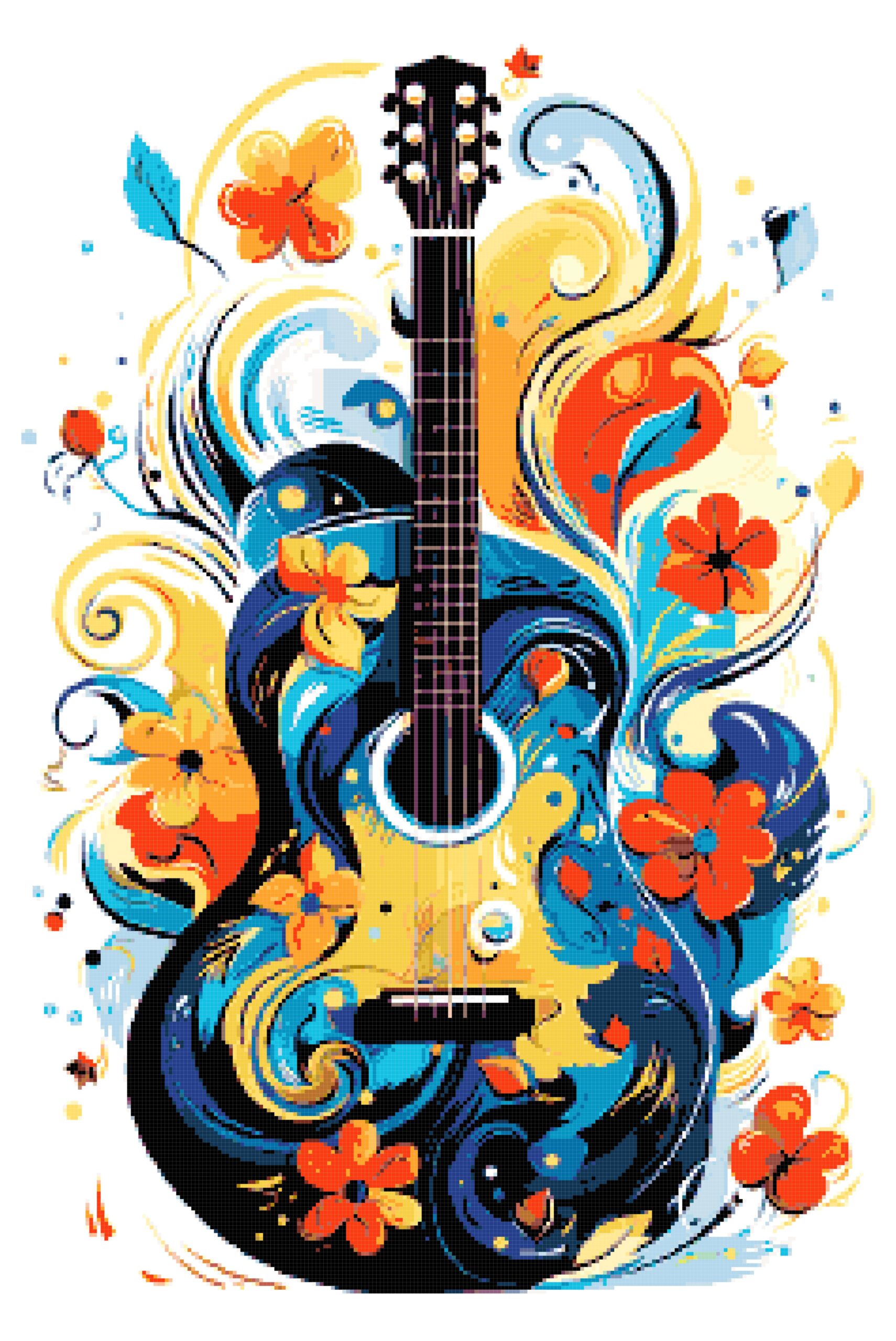 Guitar cross stitch pattern Guitar cross stitch