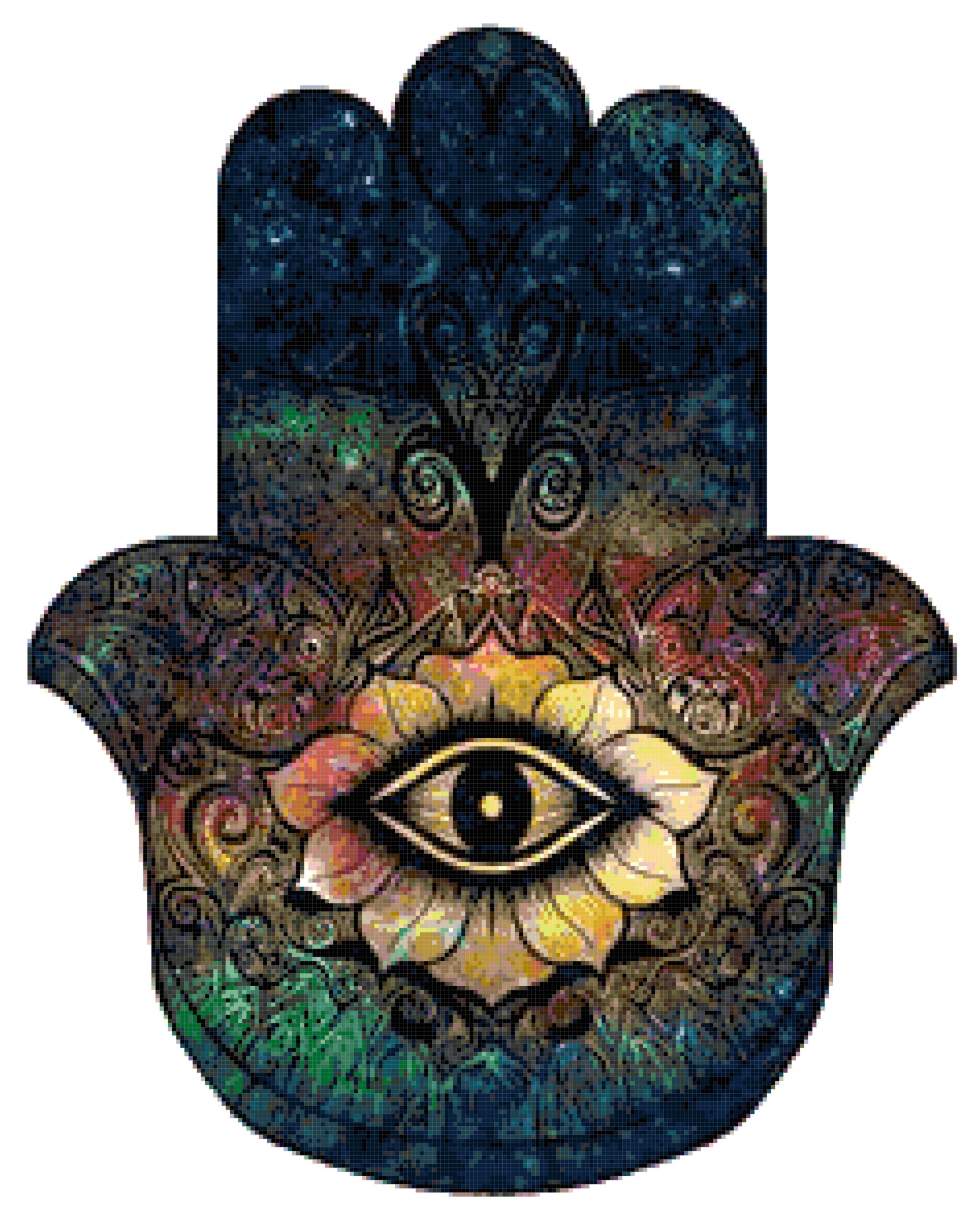 Hamsa hand cross stitch pattern Hamsa hand