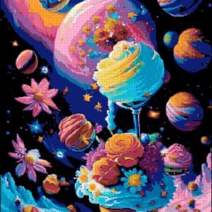 Ice Cream In Space Cross Stitch Pattern