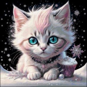 Kitten In Pink Cross Stitch Pattern