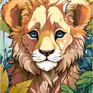 Lion in the leaves