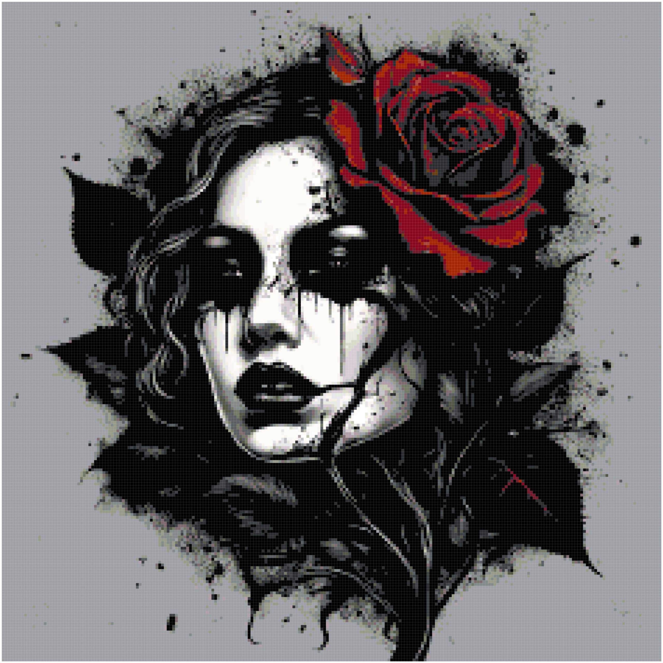Rose in pain cross stitch pattern Rose in pain