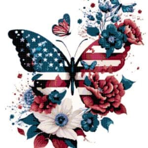 Patriotic Butterfly Cross Stitch Pattern