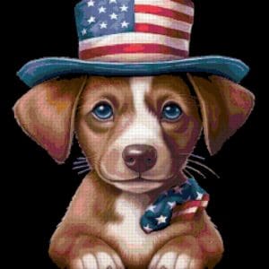 Patriotic Puppy Cross Stitch Pattern