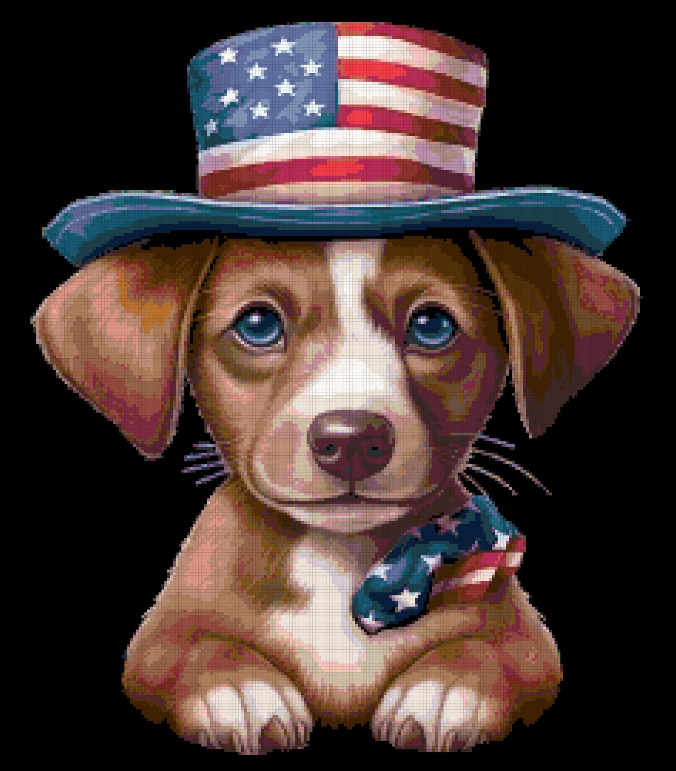 Patriotic puppy cross stitch pattern by a cross stitch pattern Patriotic puppy cross stitch pattern