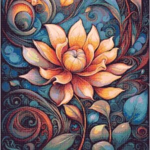 Peach Flower Cross Stitch Pattern