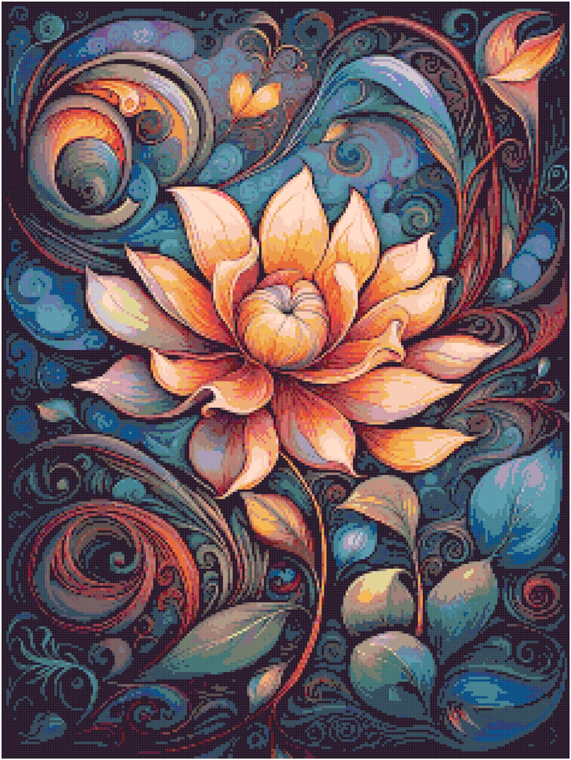 Peach flower cross stitch pattern by a cross stitch pattern Peach flower cross stitch pattern