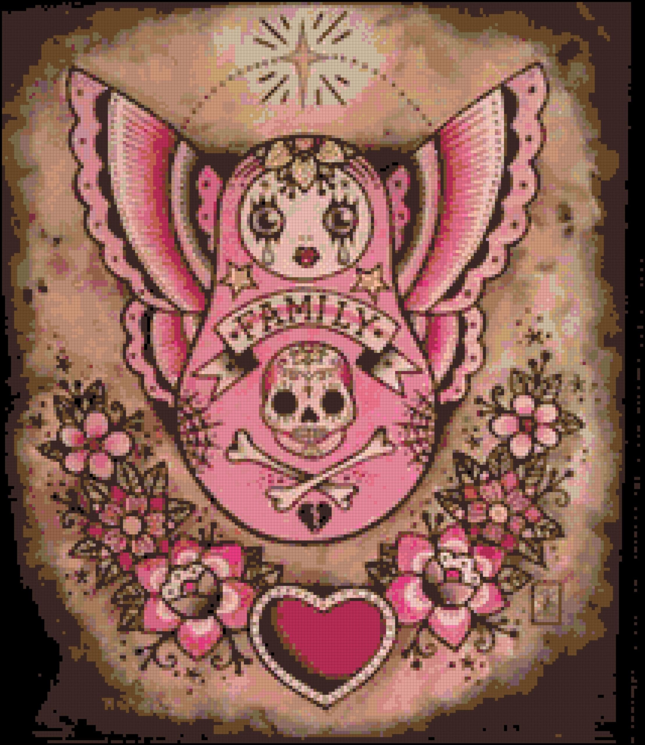 Pink sugar skull cross stitch pattern Pink sugar skull cross stitch pattern