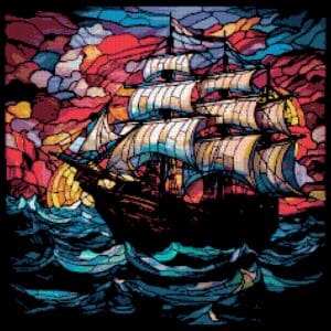 Pirate ship cross stitch pattern