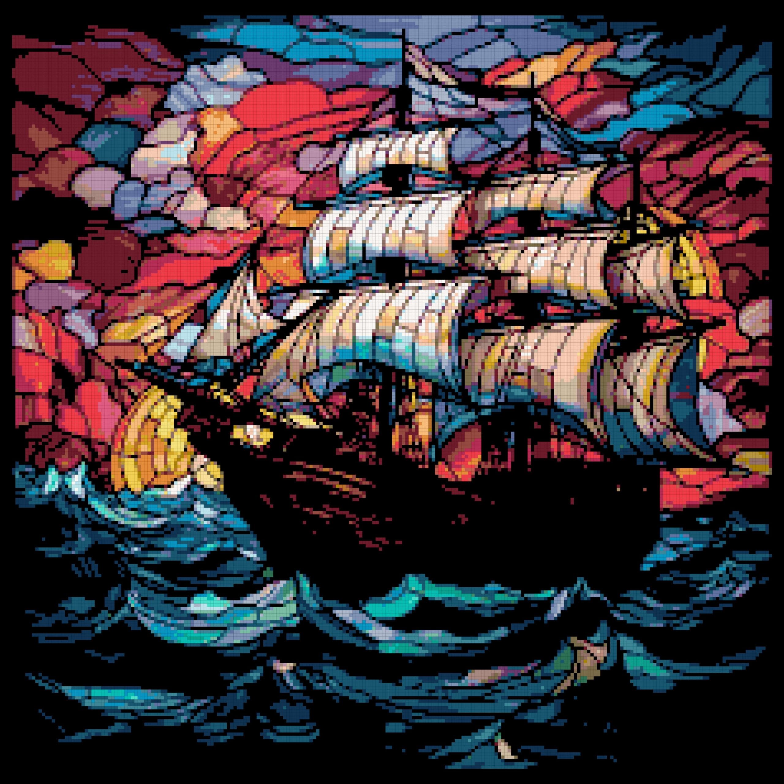 Pirate ship cross stitch pattern Pirate ship cross stitch pattern