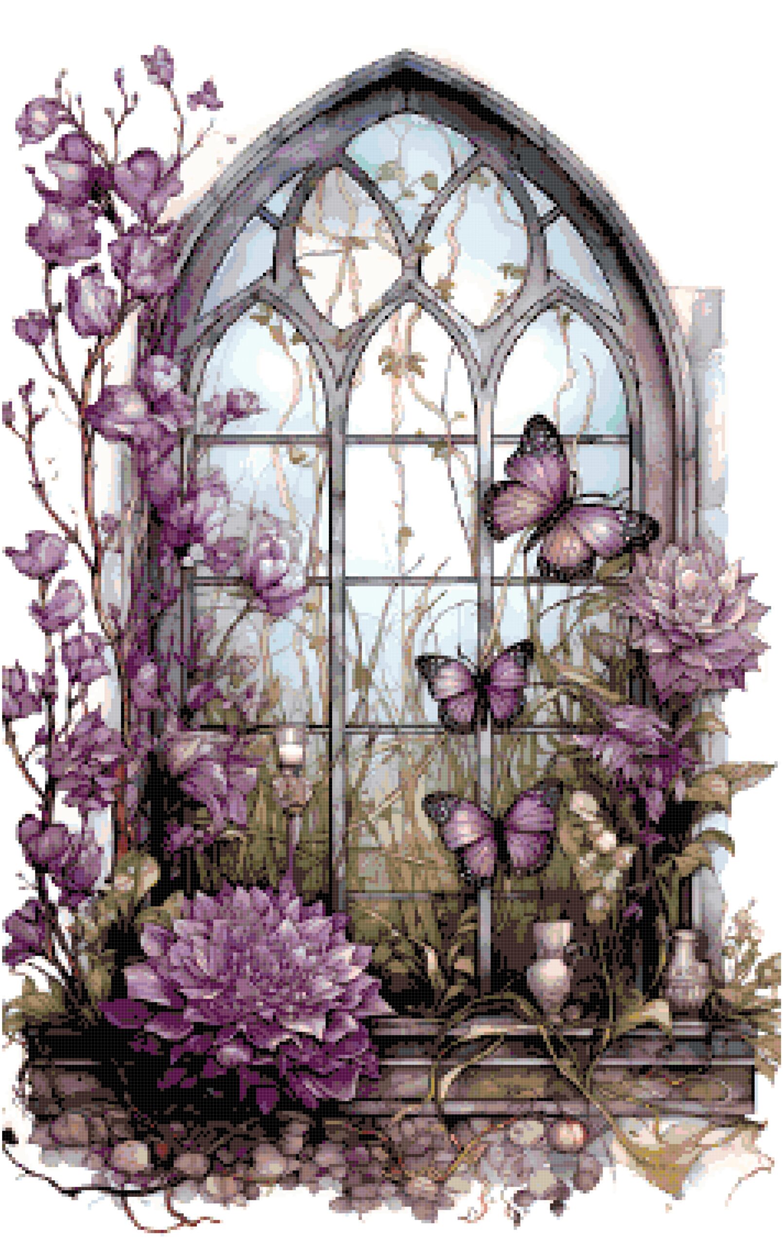 Purple butterflies cross stitch pattern Purple butterflies