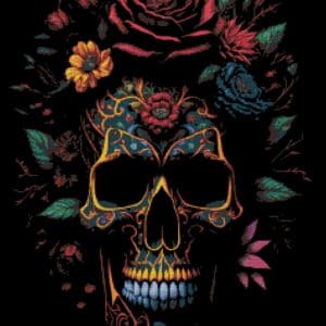 Roses skull 2 cross stitch pattern