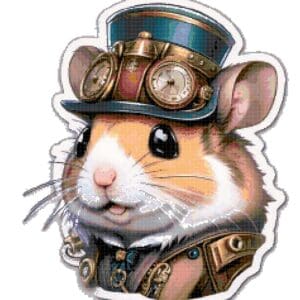 Steampunk Hamster Cross Stitch Pattern