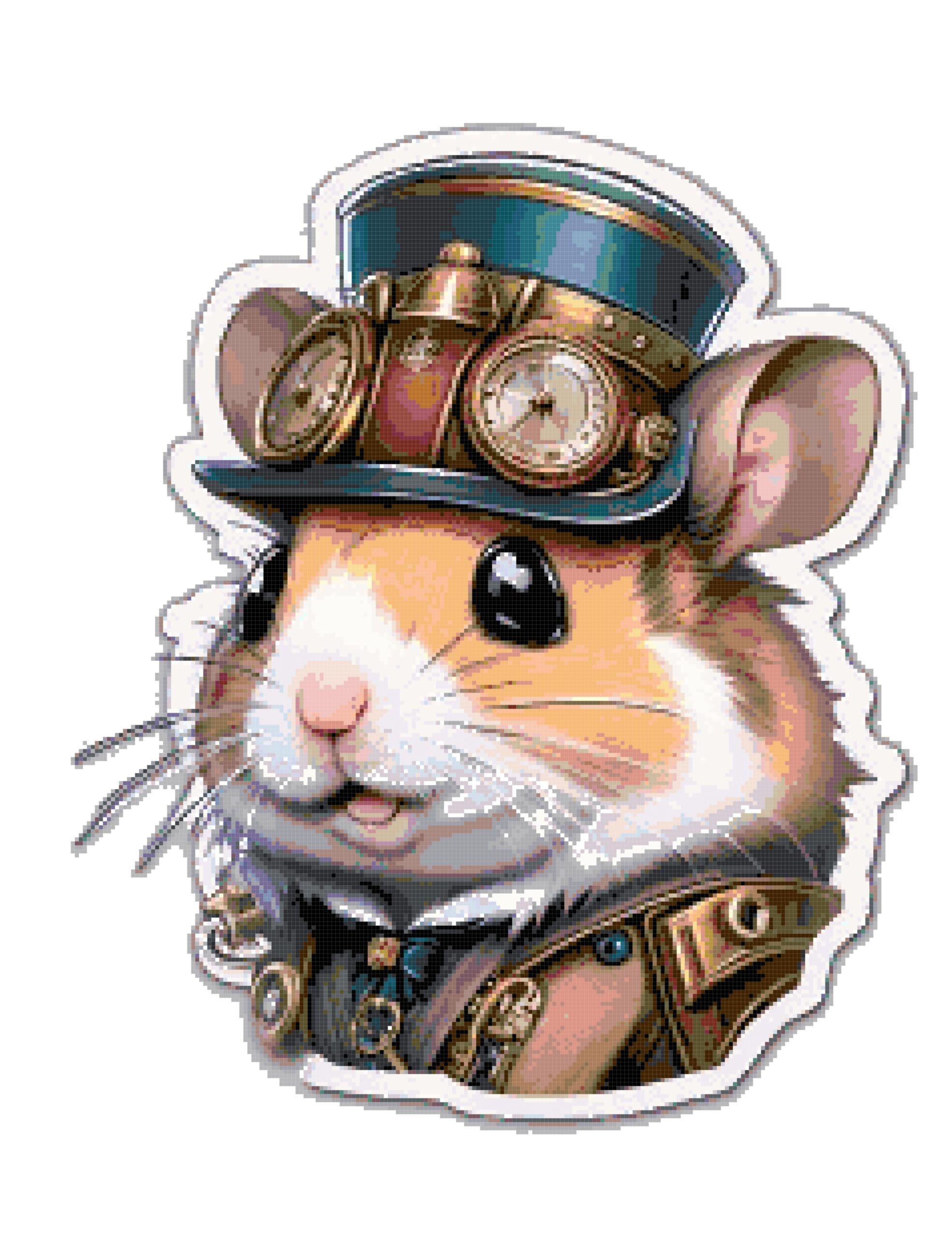 Steampunk hamster cross stitch pattern Steampunk hamster cross stitch pattern