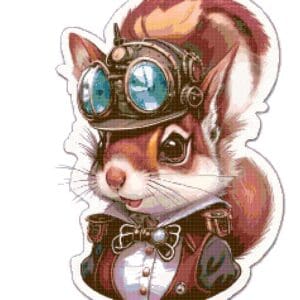 Steampunk Squirrel Cross Stitch Pattern