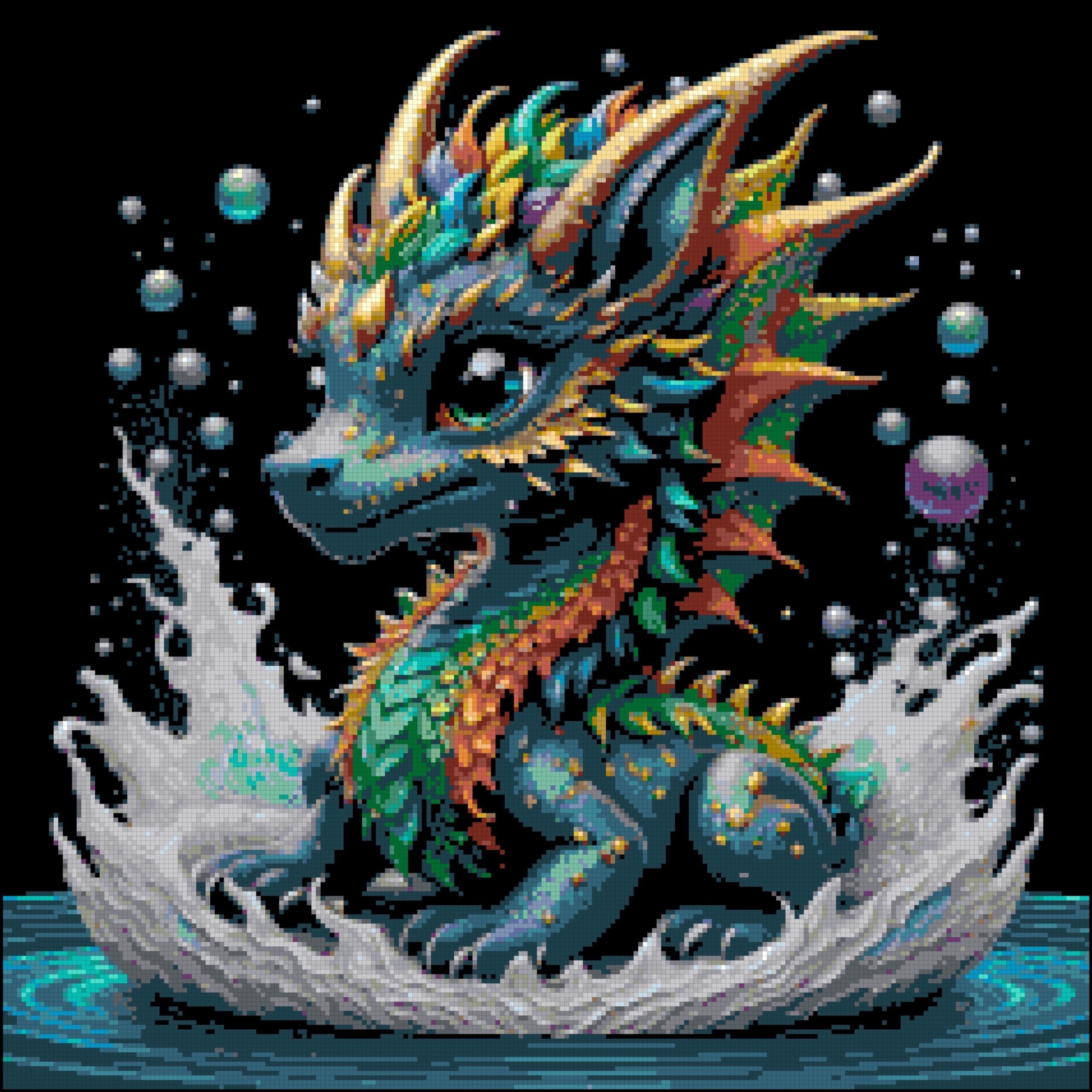 Water dragon cross stitch pattern Water dragon