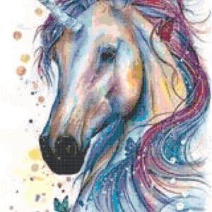 Watercolor unicorn cross stitch pattern