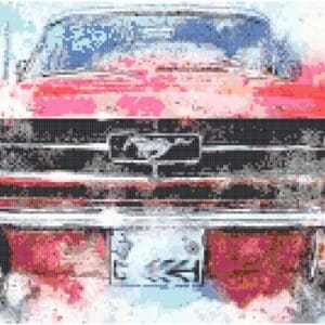 Ford Mustang Watercolor Cross Stitch Pattern