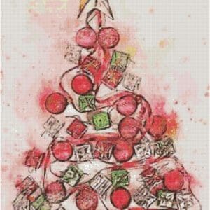 Watercolor Christmas Tree Cross Stitch Pattern