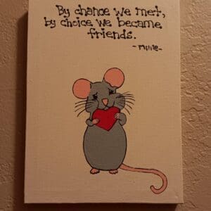 Adorable Mouse Holding Heart with Friendship Message